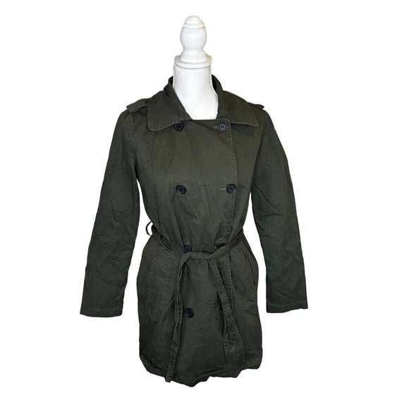 Forever 21 Jackets & Blazers - Forever 21 Trench Coat Belted Double Breasted Olive Green Jacket Small
